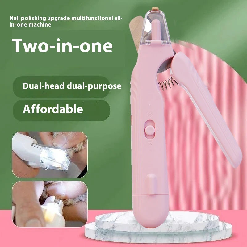 2 in 1 Pet Nail Clippers with Led Light Dog Cat Special Blood Line Scissors Multifunction Animals Paw Nail Trimmer Pet Supplies
