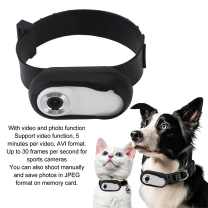 Pet Collar Camera Lightweight Support Memory Card LCD Display HD 1080P Pet Action Camera USB Rechargeable for Indoor Outdoor