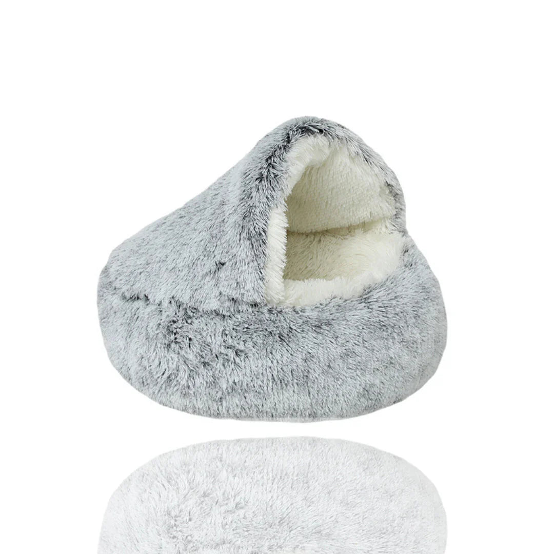 Orthopedic Pet Cave Bed | Calming Plush Bed for Cats & Small Dogs